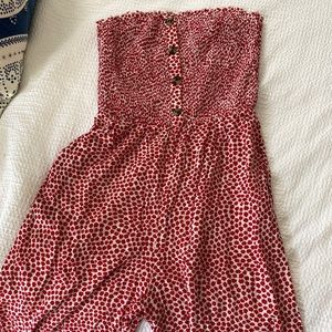 Wide leg strapless jumpsuit